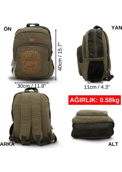 Old Cotton 7184 Revilla Çağla Yeşili Sırt Okul Seyahat 15.6 Inç Laptop Notebook Spor Kanvas Pamuk Kumaş Çantası fiyatları