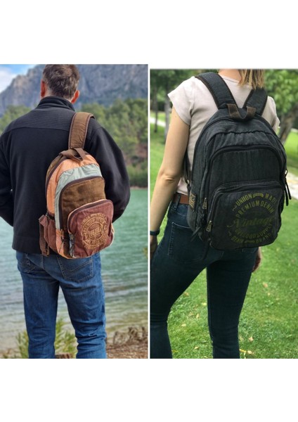 Old Cotton 7184 Revilla Çağla Yeşili Sırt Okul Seyahat 15.6 Inç Laptop Notebook Spor Kanvas Pamuk Kumaş Çantası indirimleri