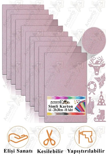 Lila Simli Karton A4 20X30 cm 10 Lu 1 Paket Simli Fon Kartonu Parıltılı Kağıt Anasınıfı Kreş Etkinlik Proje