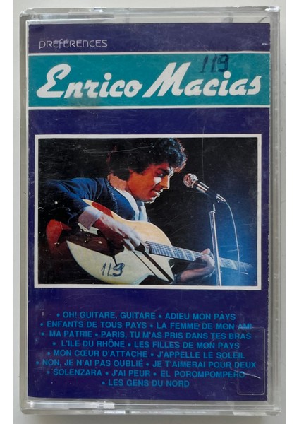 Enrico Macias Oh Guitare Guitare Kaset (Orjnal Dönem Kağıt Baskı Kaset)