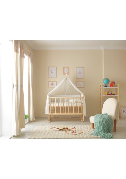 Elegance -Sallanır Ahşap Beşik Tam Set