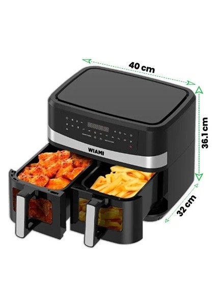 Airfryer 9 Lt Çift Sepet Camlı Akıllı Yağsız Hava fiyatları