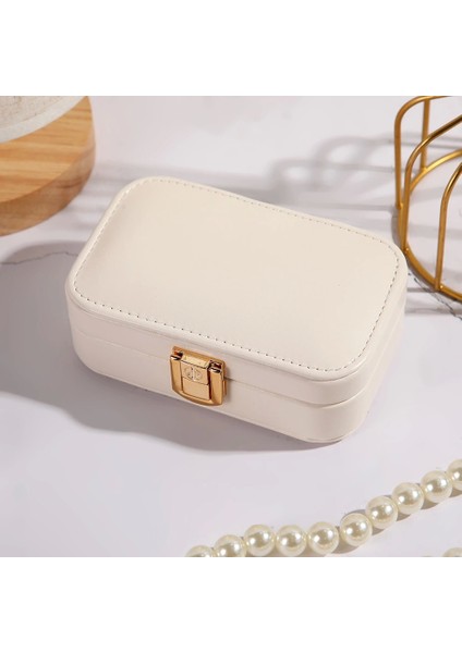 Deri Mini Seyahat Takı Bijuteri Mücevher Kutusu Organizer Düzenleyici 15CM Krem Ithal Ürün fırsatları