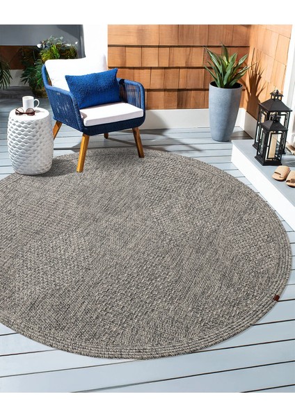 Boho 07 Gri Naturel Yuvarlak Jüt Halı Yolluk Jüt Taban Jüt Kilim Hasır Halı Otantik Yuvarlak Bohem Halı