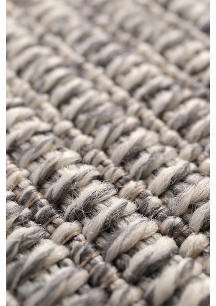 Boho 07 Gri Naturel Yuvarlak Jüt Halı Yolluk Jüt Taban Jüt Kilim Hasır Halı Otantik Yuvarlak Bohem Halı