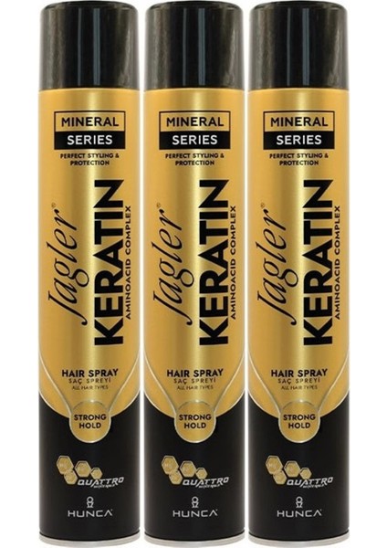 Saç Spreyi 400ML Keratinli Keratin Strong Hold - Minarelli - Ekstra Sert (3 Lü Set)