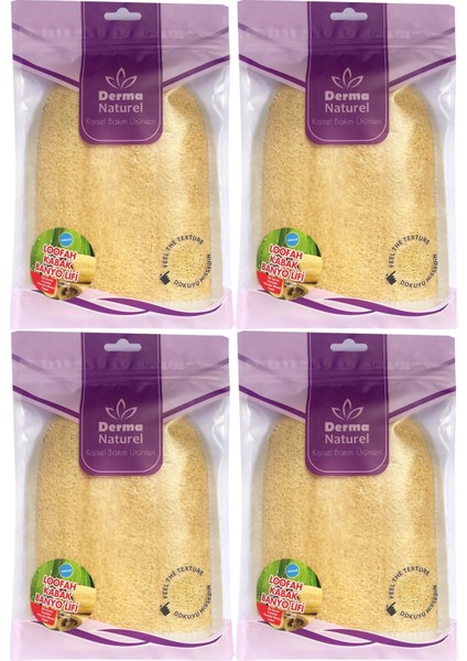 Loofah Kabak Havlu Banyo Eldiveni (15*24CM) Ms-11 (4 Lü Set)