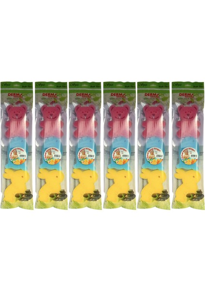 3 Lü Renkli Bebek Banyo Süngeri (6 Lı Set)
