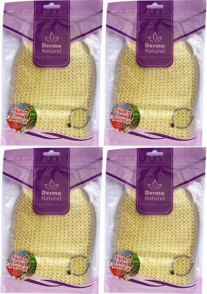 Palmiye Lifi Örme Banyo Eldiveni (15*24CM) Ms-04 (4 Lü Set)