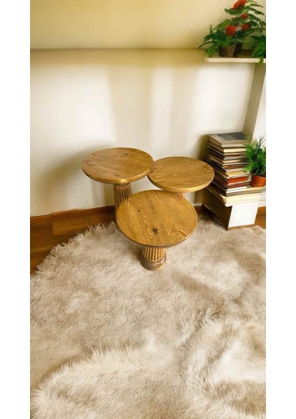 Tütün Renk Ahşap Mantar Sehpa 3’lü Takım – Doğal Fiskos ve Zigon Sehpa fiyatları