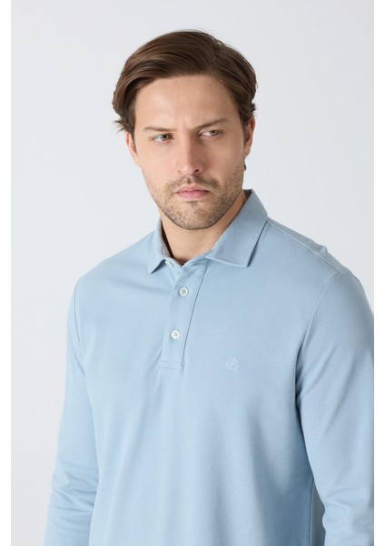 Erkek Uzun Kollu Polo Yaka Comfort Sweatshirt - Fırtına modelleri