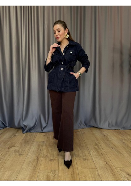 Gümüş Düğmeli Kuşaklı Ceket modelleri