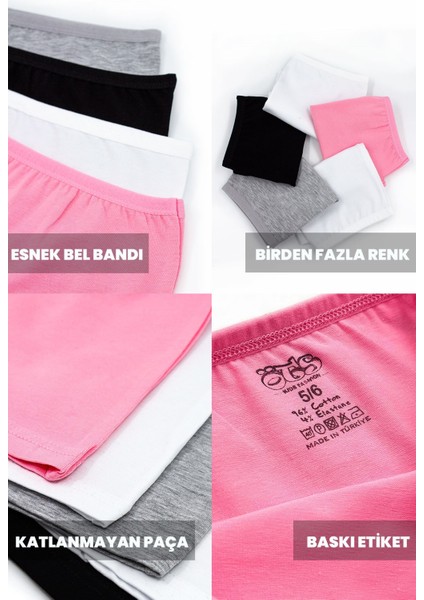 Premium 5’li Kız Çocuk Boxer - Hediye Kutulu, Pamuklu Kumaş, Ultra Yumuşak, Esnek Kalıp, Etiketsiz Tasarım, Kaliteli Ince Bel Lastik Tayt fırsatları