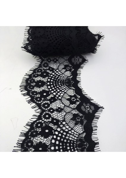 Siyah Kordoneli- Sakallı- Kirpikli Dantel 11 cm 1 Adet (3 MT)-A019