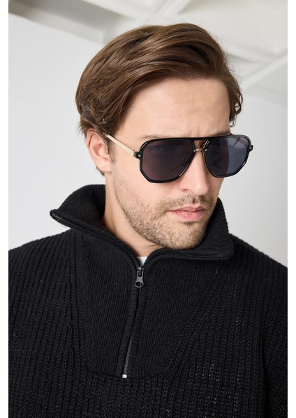 Erkek Dik Yaka Fermuarlı Triko Kazak - Siyah fiyatları