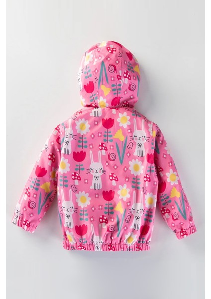 Sevimli Tavşan ve Çiçek Figürlü Kapşonlu Pamuk Astarlı Erkek Kız Bebek Yağmurluk Mont Tulum Çocuk fırsatları