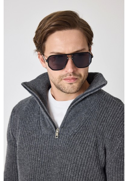 Erkek Dik Yaka Fermuarlı Triko Kazak - Antrtasit fiyatları