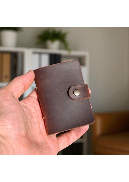 Kredi Kartlık Hakiki Deri Içi Şeffaf 10-20 Bölmeli Hediyelik Kartlık Küçük Kartvizitlik ( 9 x 7 cm ) Taba