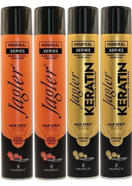 Saç Spreyi 400ML Extra Strong Hold Ekstra Güçlü Tutuş & Minarelli Ekstra Sert (Karma 4lü Set)