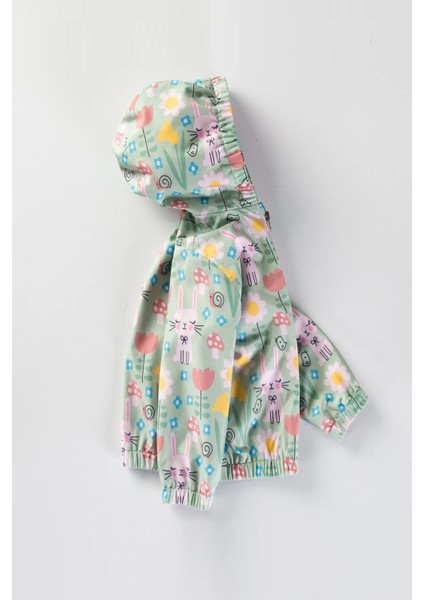 Sevimli Tavşan ve Çiçek Figürlü Kapşonlu Pamuk Astarlı Erkek Kız Bebek Yağmurluk Mont Tulum Çocuk fiyatları