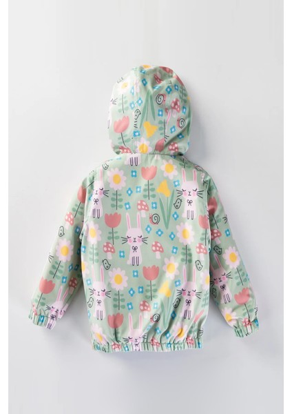 Sevimli Tavşan ve Çiçek Figürlü Kapşonlu Pamuk Astarlı Erkek Kız Bebek Yağmurluk Mont Tulum Çocuk modelleri