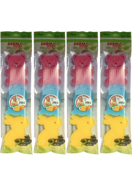 3 Lü Renkli Bebek Banyo Süngeri (4 Lü Set)