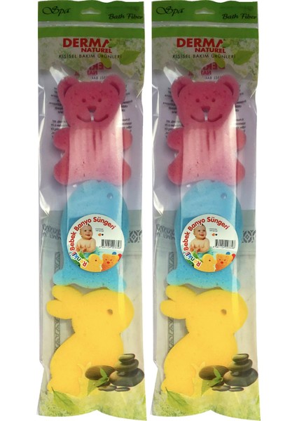 3 Lü Renkli Bebek Banyo Süngeri (2 Li Set)