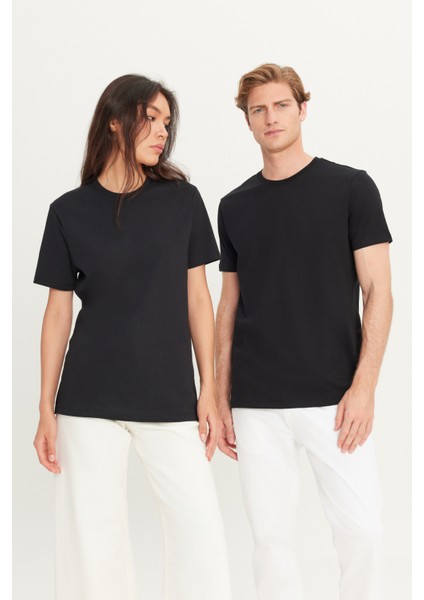 Erkek Siyah %100 Pamuk Slim Fit Dar Kesim Bisiklet Yaka Tişört fiyatları