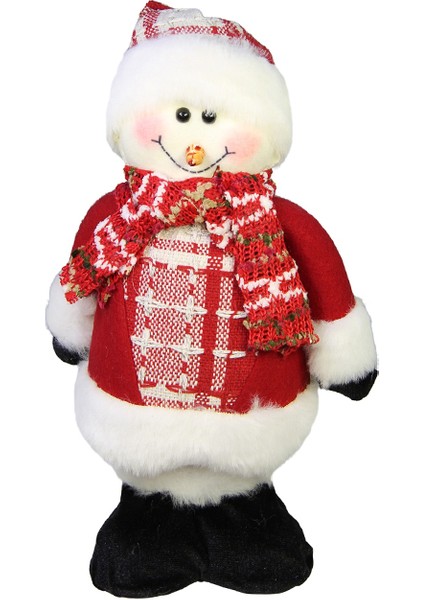 Yılbaşı Süsü Kırmızı Atkılı Montlu Kardan Adam 30 cm