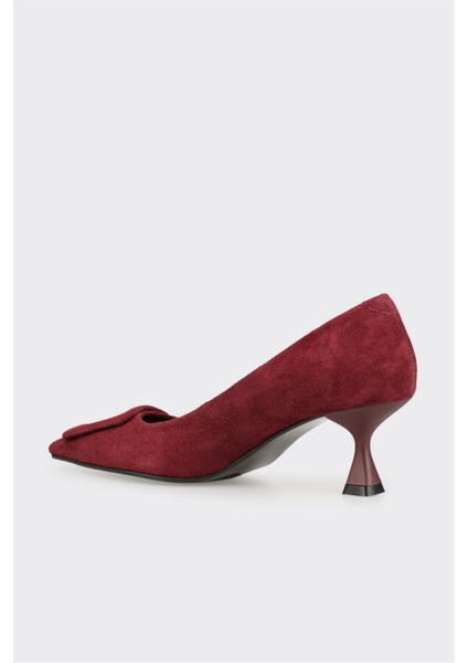 Bordo Deri Kadın Stiletto modelleri