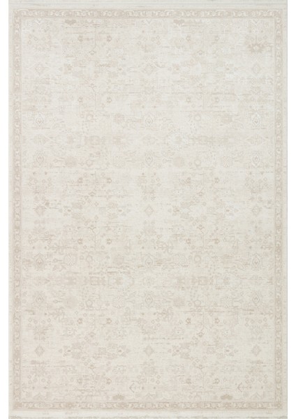 Leona 05 Cream Özel Yumuşak Tuşeli Hav Vermeyen Polysoft Iplikler ile Üretilen Modern Halı