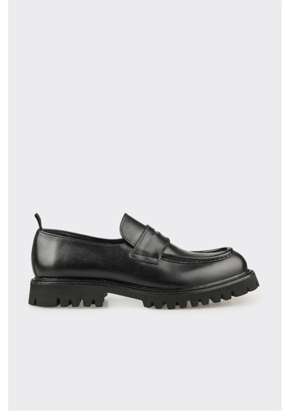 Siyah Deri Erkek Günlük Loafer