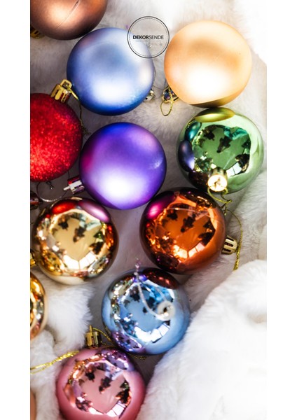 Yılbaşı Süsü 6'lı Top Altın 4 cm modelleri