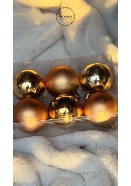 Yılbaşı Süsü 6'lı Top Altın 4 cm indirimleri