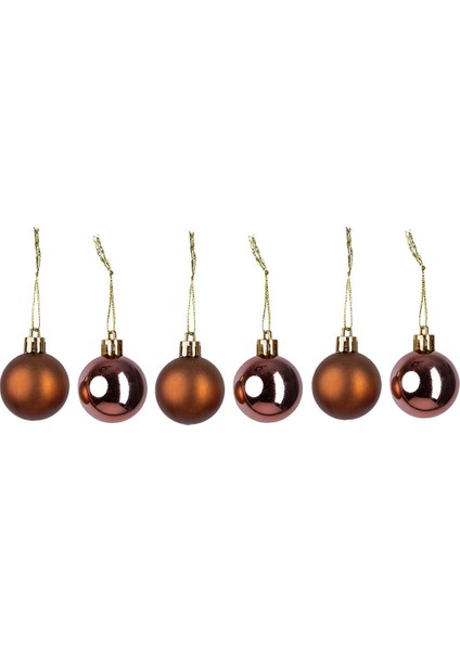 Yılbaşı Süsü 6'lı Top Kahverengi 4 cm