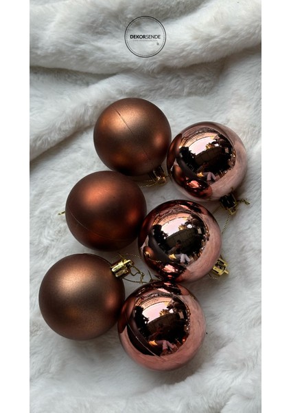 Yılbaşı Süsü 6'lı Top Kahverengi 4 cm indirimleri