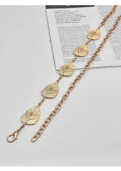 Yaprak Desenli Altın Renk Zincir Kemer – Kadın Aksesuar