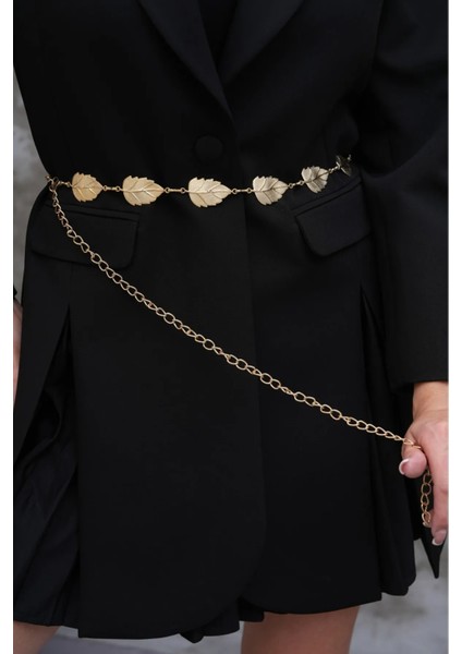 Yaprak Desenli Altın Renk Zincir Kemer – Kadın Aksesuar modelleri