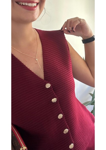 Kadın Bordo Yelekli Triko Takım fırsatları