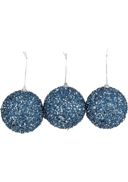 Yılbaşı Ağaç Topu Seti 3'lü Buz Mavi 10 cm fiyatları