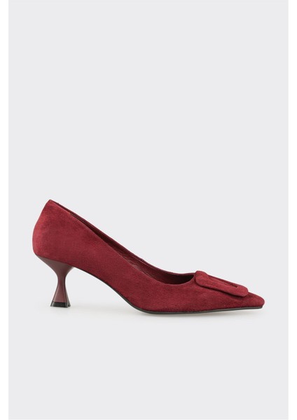 Bordo Deri Kadın Stiletto
