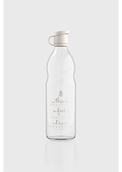 Zen Yazı Desenli 1000 ml Cam Şişe 182049 Bej
