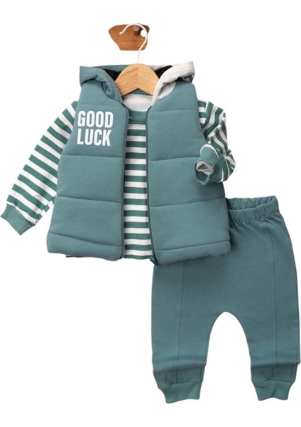 Yelekli Üçlü Erkek Bebek Takım