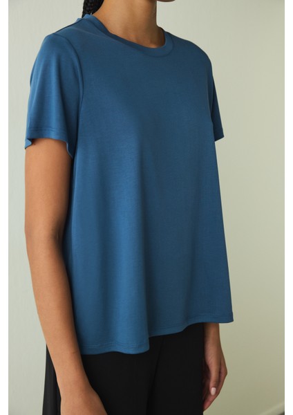 Indigo Bisiklet Yaka Modal Tişört