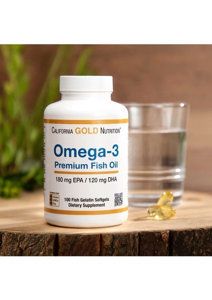 Omega-3 Premium Balık Yağı, 100 Balık Jelatinli Yumuşak Kapsül
