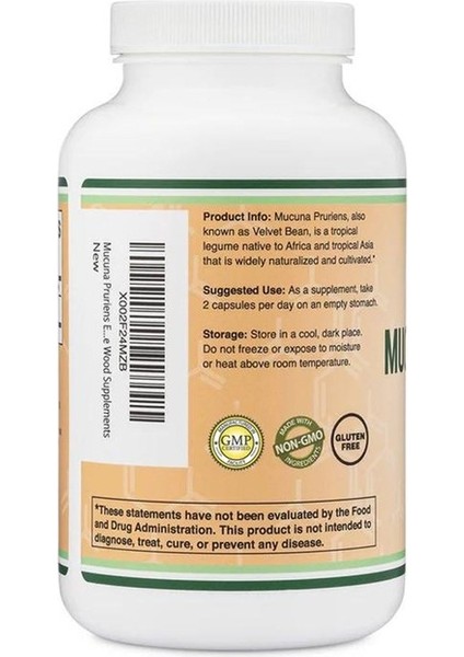 Mucuna Puriens Extract 1000MG 210 Veg. Kapsül.usa Vers. fiyatları