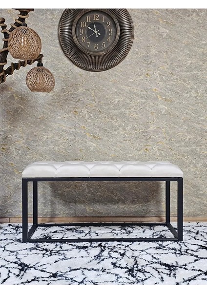 Siyah Boyalı Diktörtgen 100 cm x 40 cm Oturak Puf - Bench - Makyaj Oturağı - Oturak Krem Renk 100 x 40 Boyut/ebat fiyatları