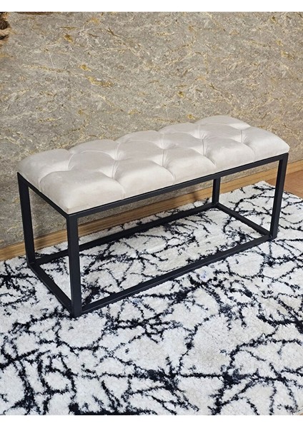 Siyah Boyalı Diktörtgen 100 cm x 40 cm Oturak Puf - Bench - Makyaj Oturağı - Oturak Krem Renk 100 x 40 Boyut/ebat modelleri