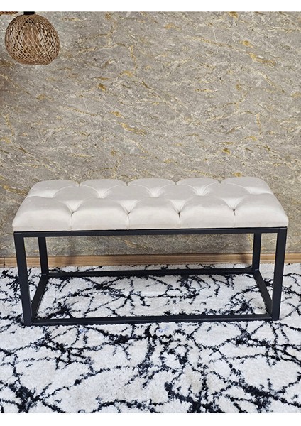 Siyah Boyalı Diktörtgen 100 cm x 40 cm Oturak Puf - Bench - Makyaj Oturağı - Oturak Krem Renk 100 x 40 Boyut/ebat fırsatları