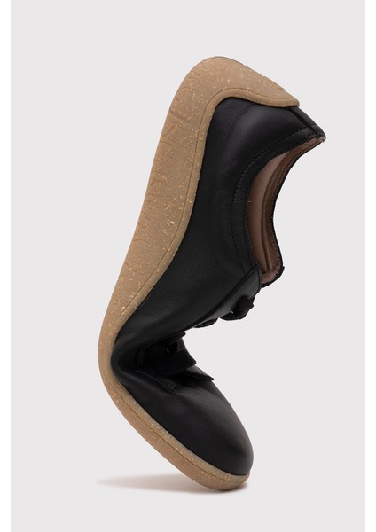 1383 V-Barefoot Comfort Deri Kadın Ayakkabı Siyah